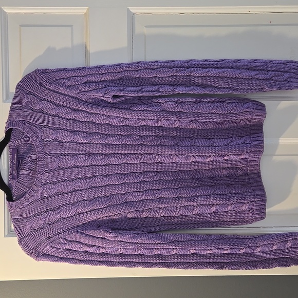 Ralph Lauren Purple Collection Cable Knit Sweater - Women's Lightweight Crewneck - Picture 2 of 7